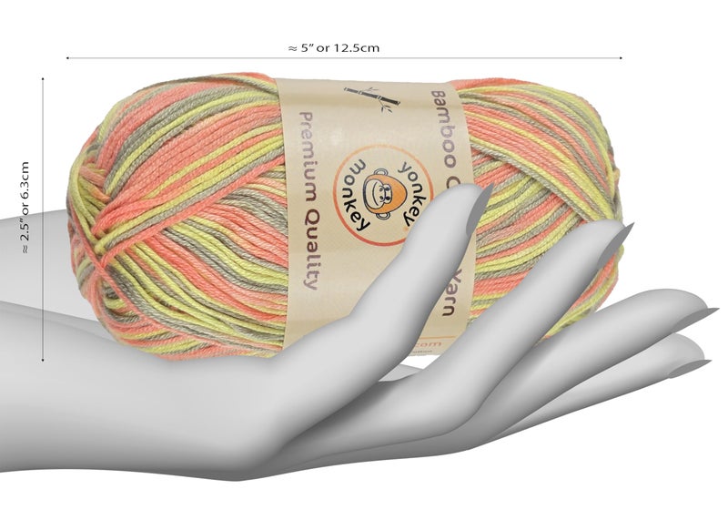 Yonkey Monkey 10-Pack of Yonkey Monkey 500 Grams Yarn - 70% Rayon derived from Bamboo, 30% Cotton - Imported - Tiger Mix 9046 - Image 2